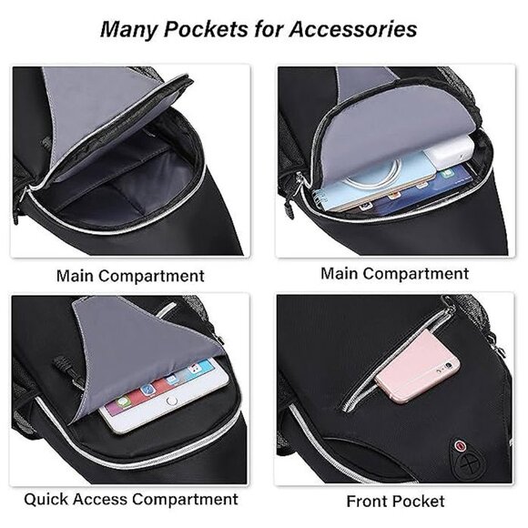 Sling Backpack, Multipurpose Crossbody Shoulder Bag Travel Hiking Black - Picture 2 of 9